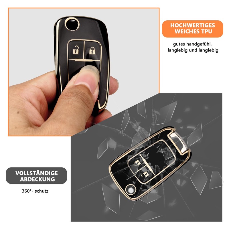 FT FUNTOR FT FUNTOR 2 Tasten Autoschlsselabdeckung fr Vauxhall(Schwarz)
