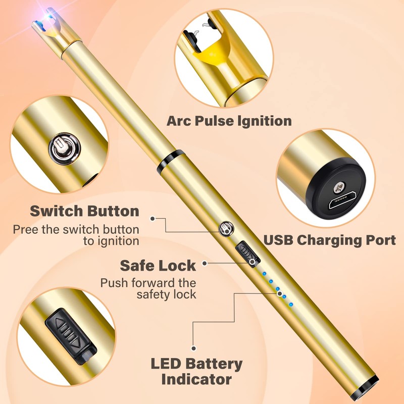 Navpeak Electric Candle Lighter Windproof USB Rechargeable Flameless Long Neck