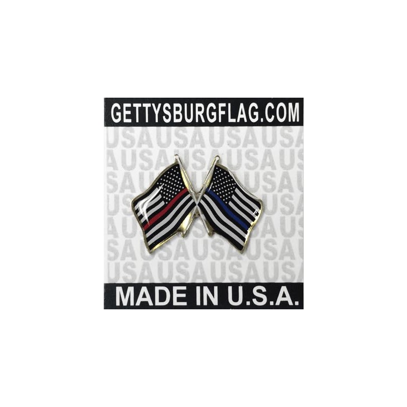 Thin Blue Line and Thin Red Line First Responder Crossed