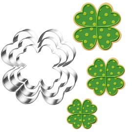 UKoosien 4 Leaf Clover Cookie Cutter Set-Size 3.5" 2.6" 2"-3 Piece-Cookie Cutters for St. Patrick's Day Spring Party Decorations