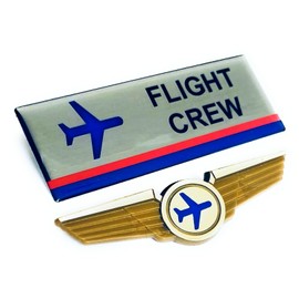 Airlines Flight Attendant or Crew Badges with Pilot Wings Pin