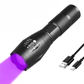 BUDUY UV 395nm Flashlight USB Rechargeable, Blacklight Flashlight, LED Torch with White and Ultraviolet Light Combo, Black Light Pet Urine Detector for Dog Cat Pee, AC Leak, Scorpions, Rocks, Resin