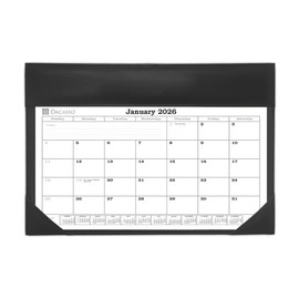 2026 Black Leather Wall Calendar with Refill/Insert - Luxury Leather Wall Calendar With 2026 Insert - Dacasso, Executive Office Organization & Desk Decor - (15” X 10.25”, Black)
