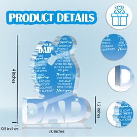 Fathers Day Unique Gifts Dad Gifts from Daughter Son Funny Birthday Gift Ideas for Father Daddy Bonus Dad Happy Fathers Day Acrylic Decor for Home 4 x 4 inches