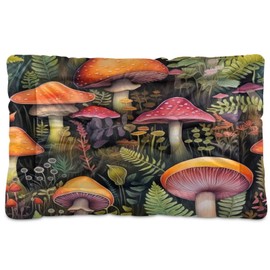 Kigai Pet Dog Bed Mushrooms Pattern Soft Comfortable Dog Crate Beds Washable Anti-Slip Pet Mat for Large Medium Small Dogs and Cats