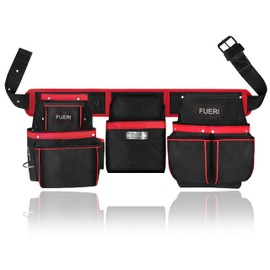 FUERI Nylon 23 Pocket Tool Belt Bags for Men, Heavy Duty Tool Pouches Set with Belt for Carpenters, Framers, Electricians & HVAC professionals.