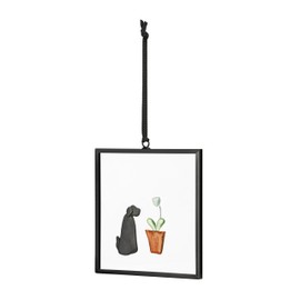 DEMDACO The Sharon Nowlan Collection Ready to Play Dog Plant 3 x 3 Acrylic, Iron and Glass Square Suncatcher Ornament Display