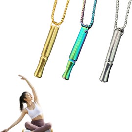 3PCS Breathing Necklace, Anxiety Necklace, Stress Relief Necklace, Portable Anxiety Whistle Breath Necklace, Deep Breathing Anxiety for Men Women (Silver + Coloured + Gold)
