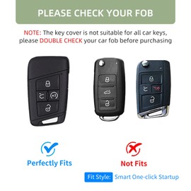 OFFCURVE Key Fob Cover for Volkswagen Special Key Fob Case Cover Holder for 2018-2022 VW Atlas Golf Alltrack Atlas Jetta Passat Arteon iguan Smart 4 Buttons Key Fob Accessories, Green
