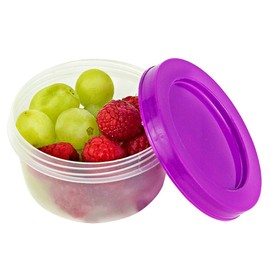 DecorRack 4 Pack 8 Oz Small Empty Plastic Storage Jars with Screw On Lids Round Wide Mouth Food Grade All Purpose Storage Containers for Kitchen, Art and Craft Slime Storage Jars (Assorted)