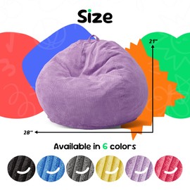 Hobestluk 2.5FT Bean Bag Chair Beanbags Small Bean Bag Chair with Filler Included Teardrop Bean Bag Chair with Removable Cover for Bedroom Living Room (Small, Purple)