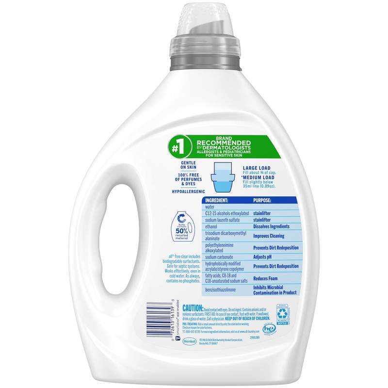all Liquid Laundry Detergent, Free Clear for Sensitive Skin with