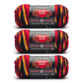 Red Heart All in One Granny Square BLACK- MOODY CHERRY Yarn - 3 Pack of 250g/8.8oz - 100% Acrylic - #4 Worsted (Medium) - 381m/417Yards - for Knitting, Crochet and Amigurumi