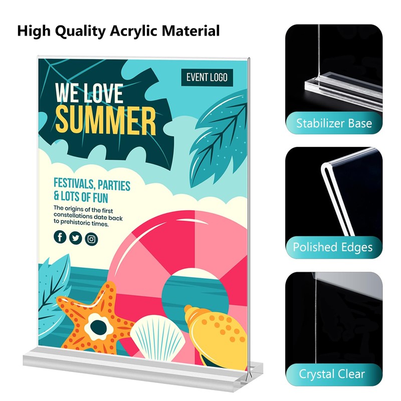 RAYNEAY A4 Acrylic Sign Holder, 2 Pack T-Shape A4 Perspex
