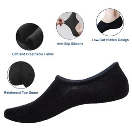 RICHBULL 12Pairs No Show Socks for Women & Men,Low Cut Socks Breathable Casual Socks Thin Sock No Slip (Black)