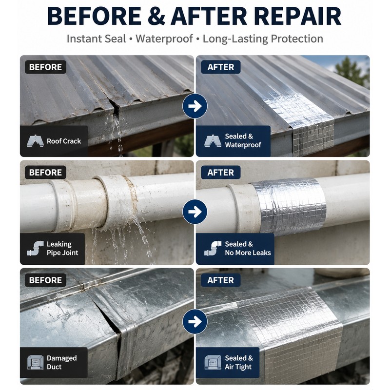 Aluminum Foil Butyl Repair Tape for Roof & Pipe Sealing