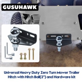 GUSUHAWK Lawn Mower Trailer Hitch with 2" Diameter, 3500 Lbs Chromed Hitch Ball and Hardware Kit for Most of Zero Turn Mowers