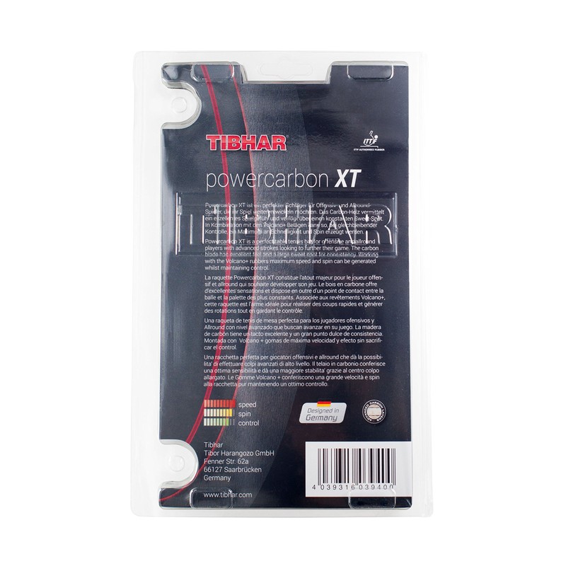 Tibhar Powercarbon XT Table Tennis Bat - Flared - Red