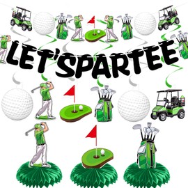 Pre-assembled Golf Birthday Party Decorations Golf Themed Party Decorations Golf Decorations for Party Golf Banner 6 Golf Party Hanging Swirl 3 Golf Honeycomb Centerpieces Par-Tee Time Birthday