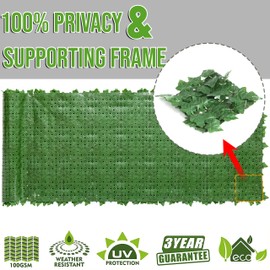 ColourTree 3' x 14' Artificial Ivy Privacy Fence & Backdrop Wall, Sturdy Backed Faux Leaves Hedges Panel for Outdoor, Indoor Decor