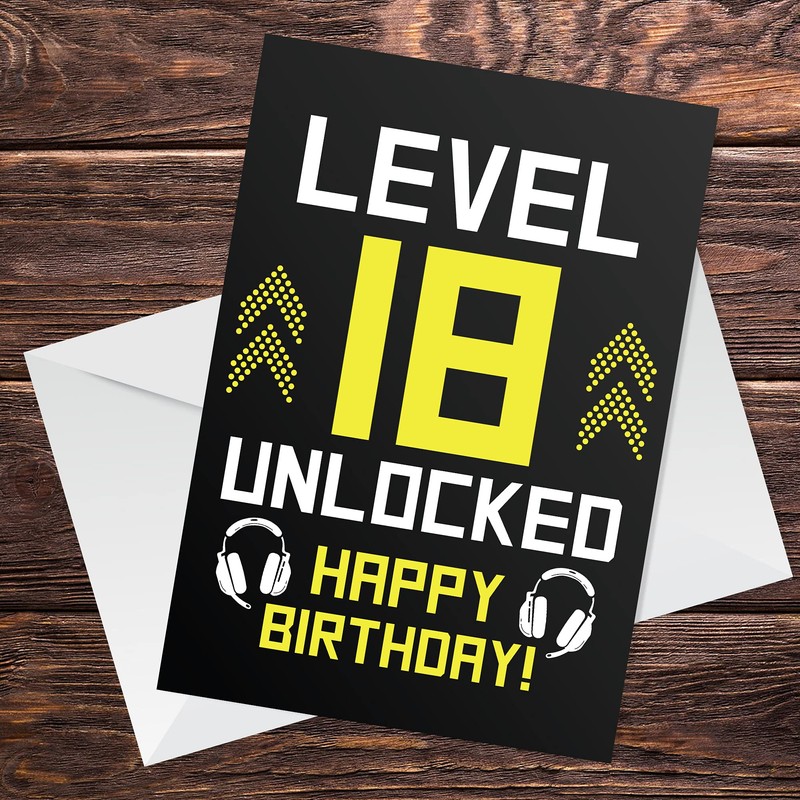 Funny 18th Birthday Card For Son Brother LEVEL 18 Humour