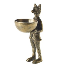 Accent Decor Eric and Eloise Collection 12-inch Brass Figurine with Bowl, Fox