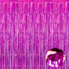 3 Pack Rose Red Foil Fringe Curtain Backdrop, 3.28Ft x