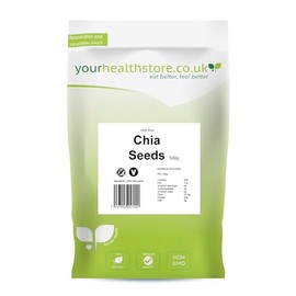 yourhealthstore Raw Chia Seeds 500g, 100% Natural, Vegan, High in Fibre, Gluten Free, (Resealable and Recyclable Pouch)