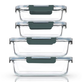 M MCIRCO [80 oz & 36 oz Extra Large Glass Food Storage/Baking Containers Set with Lids, 2 Pack 80 oz(10 cup)&2 Pack 36 oz (4.5 cup) Airtight Glass Container,Microwave,Oven,Freezer and Dishwasher