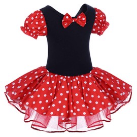 IBTOM CASTLE Toddler Girl Polka Dots Party Fancy Costume Birthday Tutu Dress up Dance Leotard Gymnastic Cosplay Gown w/Ear Headband Red 18-24 Months