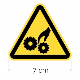 12 x 7cm Triangular Yellow 7cm Trap Warning Sign