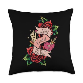 Lash Artist Babe Eyelash Lash Babe Design Babe Tech Eyelashes Lash Artist Throw Pillow, 18x18, Multicolor