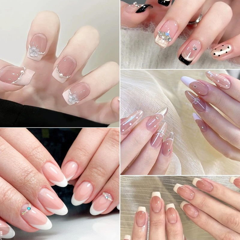 240 Pcs French Tip Nail Stickers Manicure Strips White Self-Adhesive