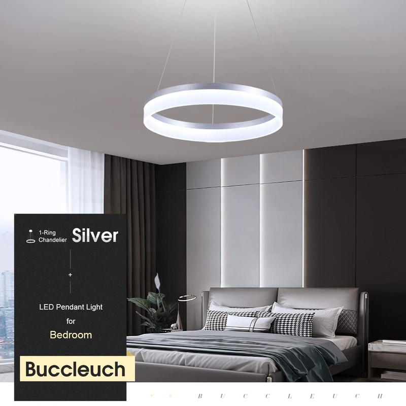 Buccleuch Modern LED Pendant Light, Dimmable Silver LED Chandelier for