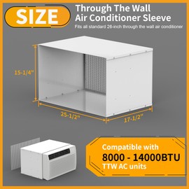 LBG Products Through The Wall Air Conditioner Sleeve, 26 Inch Air Conditioner Wall Sleeve with Ventilation & Drain Hole Design, Thickened AC Wall Sleeve Covers, Compatible with Most TTW AC Units