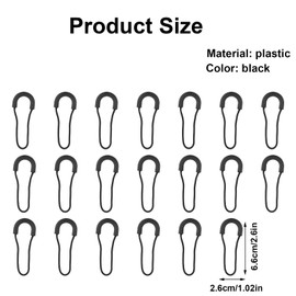 20pcs Black U Shape Zipper Pulls, Universal Replacement Cord for Backpack Luggage Jacket Purse & Travel Gear Sturdy Zipper Tab Extender Accessories