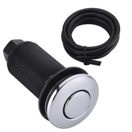 BESTILL Sink Air Activated Switch Button with 5 Ft Air Hose for Garbage Disposal, Polished Chrome 3.6" Long Button with Brass Cover, Compatible with all Power Modules