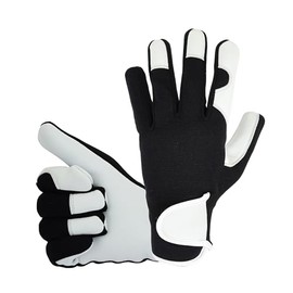 COLOURLINX Ladies Leather Gardening Thorn Proof Rigger Work Gloves, Safety Working Girls Women Garden Tools Mechanic Breathable Non-Slip Protection Mittens (Black, Xs)