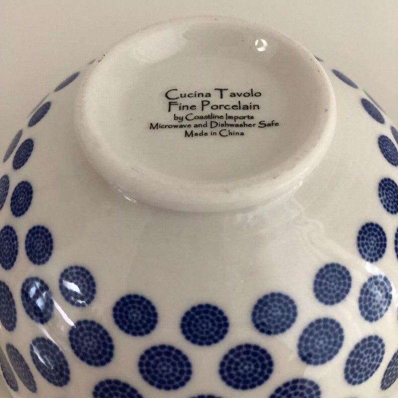 CUCINA TAVOLO Fine Porcelain Blue, White, Yellow Rice or Dessert
