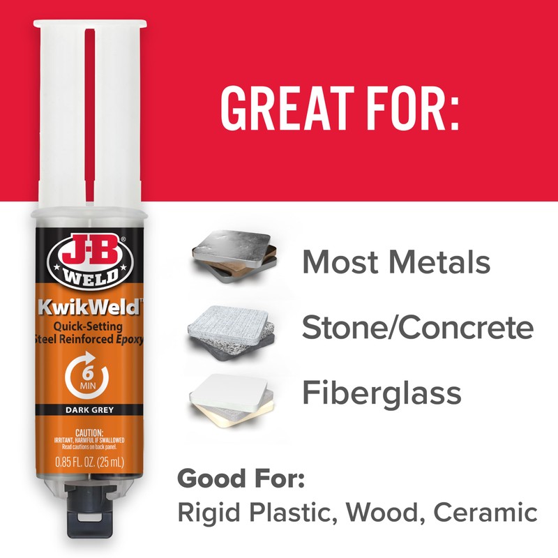 J-B Weld 50176 KwikWeld Steel Reinforced Epoxy Syringe - Dark