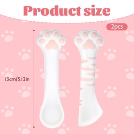 FdcZeyxior 2 PCS Cat Food Spoon, Silicone Pet Food Spoon Cat Dog Spatula for Wet Food, Pet Can Opener with Mini Spatula for Dogs Cats Feeding Can, White