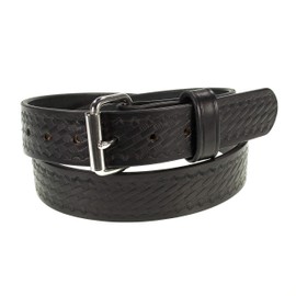 1 1/2" Heavy Duty Leather Basketweave Embossed Belt (Black, 60" (Fits Size 56-57 Pants))