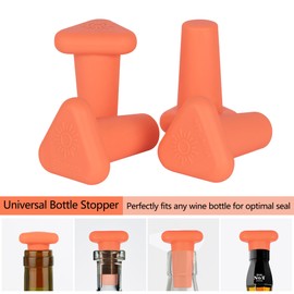 Shinemade Wine Stoppers,Set of 4 Silicone Corks - Uncork,Heavy-Duty for all Bottles
