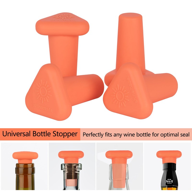 Shinemade Wine Stoppers,Set of 4 Silicone Corks - Uncork,Heavy-Duty for