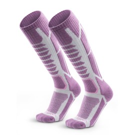 WEIERYA Merino Wool Ski Socks for Men & Women, Knee-High Winter Thermal Snowboarding Socks 2 - Pack Retro Purple Small