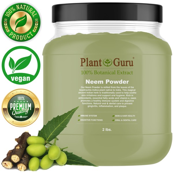 Neem Powder 2 lb. Jar Bulk Dried Leaf 100% Pure Raw Leaves (Azadirachta indica)