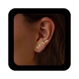 Enautoabs Boho Leaf Ear Climber Earrings Branch Leaves Earrings Gold Leaf Climber Cuff Earrings Vintage Olive Leaf Branch Stud Earring Jewelry for Women