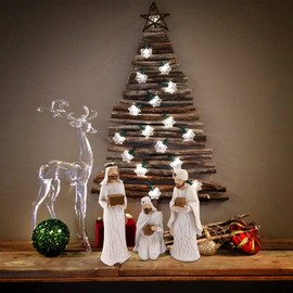 CHUANGLI Nativity Set for Christmas Indoor, Resin Nativity Scene Set with Figures, Traditional Nativity Manger Scene Figurine Statue Set Christmas Nativity Jesus Birth Sets for Decorations