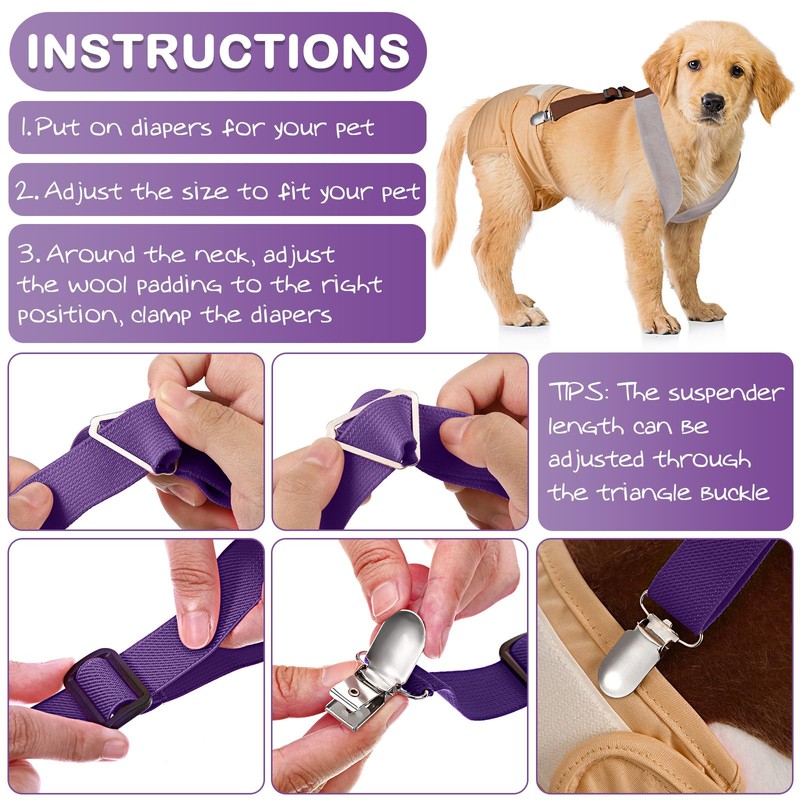 Saintrygo 2 Pcs Dog Suspenders for Diapers Female Male Belly