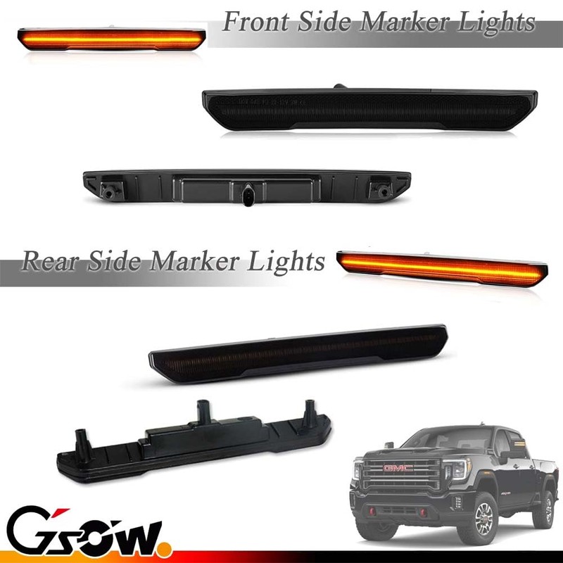 GSOWO 4 PCS Smoked LED Side Marker Light for Sierra